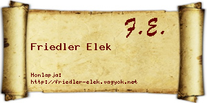 Friedler Elek névjegykártya